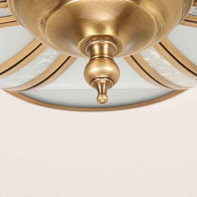 Brass Shaded Ceiling Mount Light Fixture Traditional Glass Living Room Close to Ceiling Light