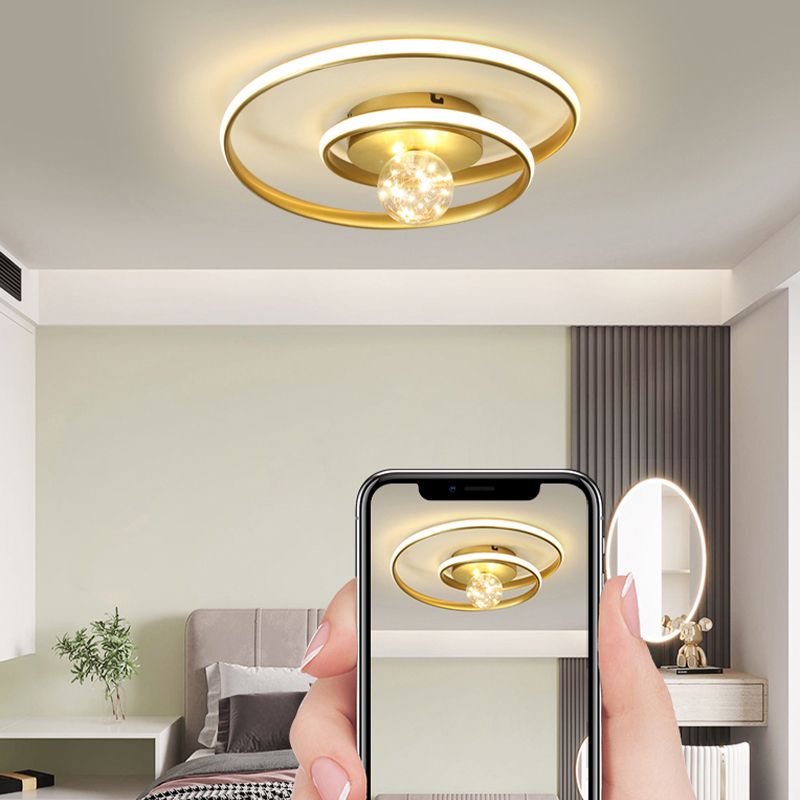 Geometric LED Flush Mount Light with Silica Gel Shade 2 Lights Modern Ceiling Lamp