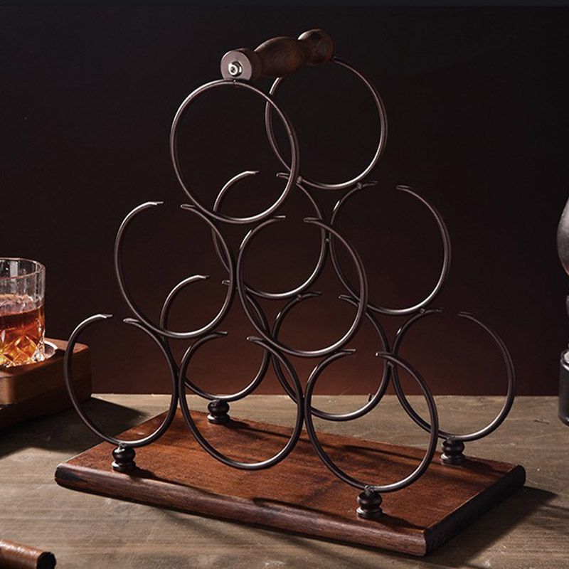 Modern Tabletop Wine Rack Wooden Base Wine Bottle Rack for Kitchen