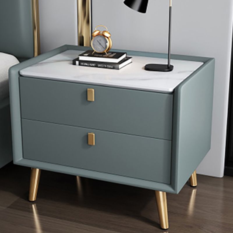 19.69" Tall 2-drawer Night Table Solid Wood Accent Table Nightstand