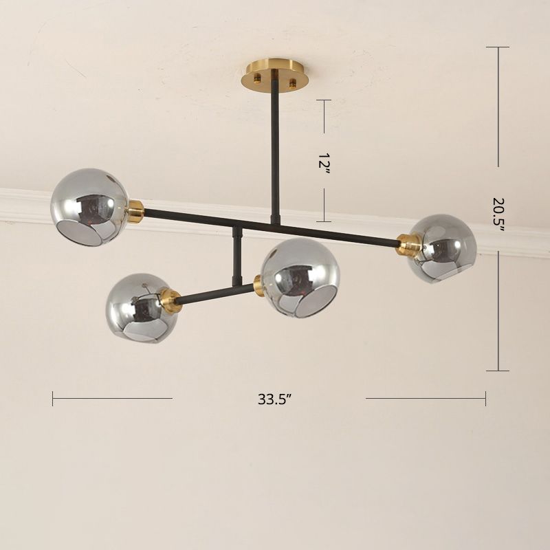 Open Kitchen Pendant Lighting Minimalist Ceiling Chandelier with Dome Glass Shade