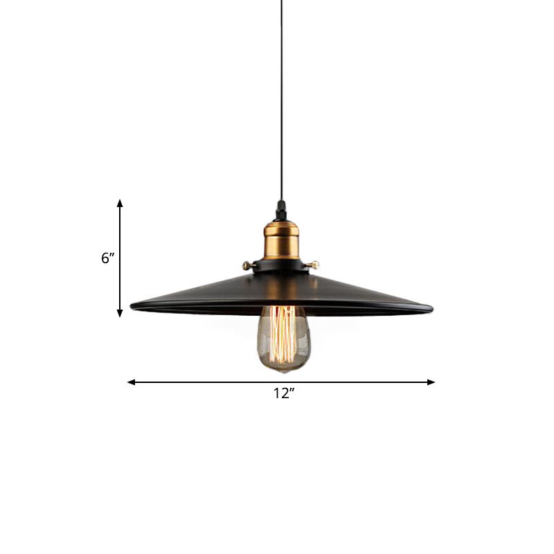 Nero 1 Lampada leggero Lampada Farmhouse Metal Wide Flare Sospensione Lampada sospensione