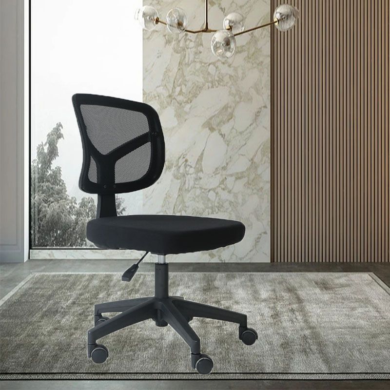 Rotatable Mesh Office Chair Nylon Frame Armless Desk Chair with Wheels