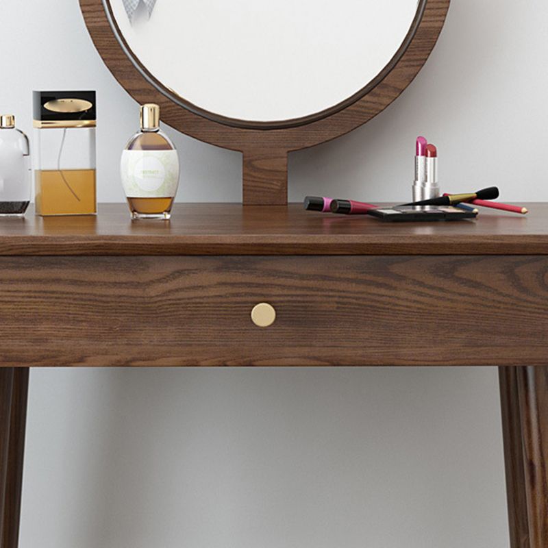 29.92" Wide Vanity Set with Stool and Mirror Traditional Ash Dresser