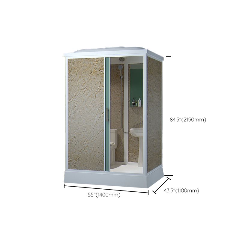 Contemporary Shower Stall Frosted Rectangle Framed Shower Stall with Ceiling