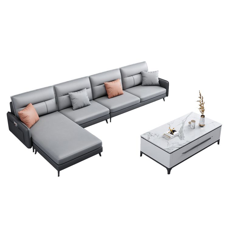 Scandinavian L-Shape Sectional with Square and Storage for Living Room