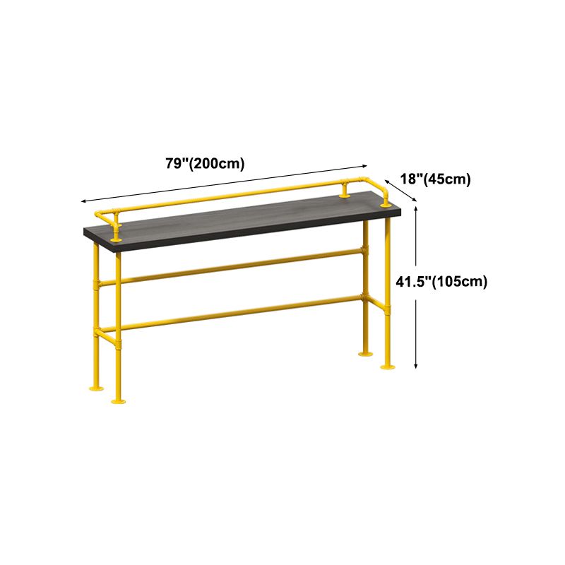 Modern Black Wood Counter Table with Rectangle Table Top Yellow Trestle Table -42" H