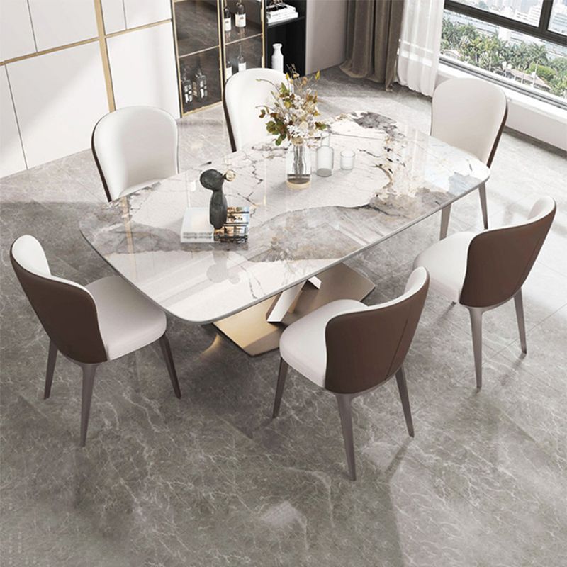 Modern Kitchen Sintered Stone Dining Set Rectangle Shape Standard Dining Set with 4 Legs Base