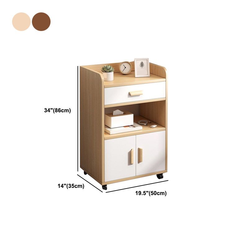 Modern Imitation Wood Cabinet 31 Inch H Open Storage Nightstand with Doors