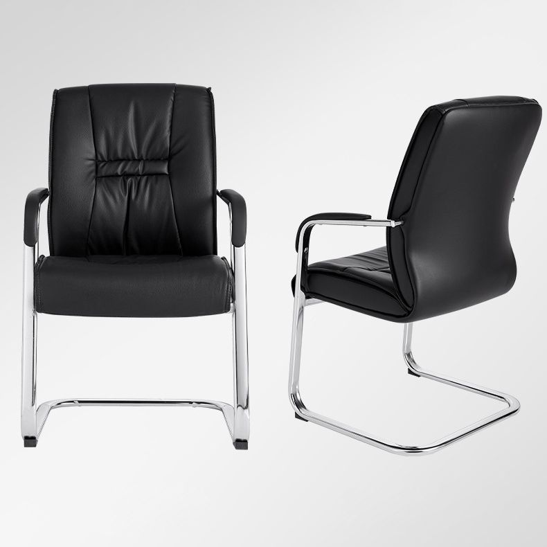 Modern Leather Management Office Chair Fixed Arms Office Chair