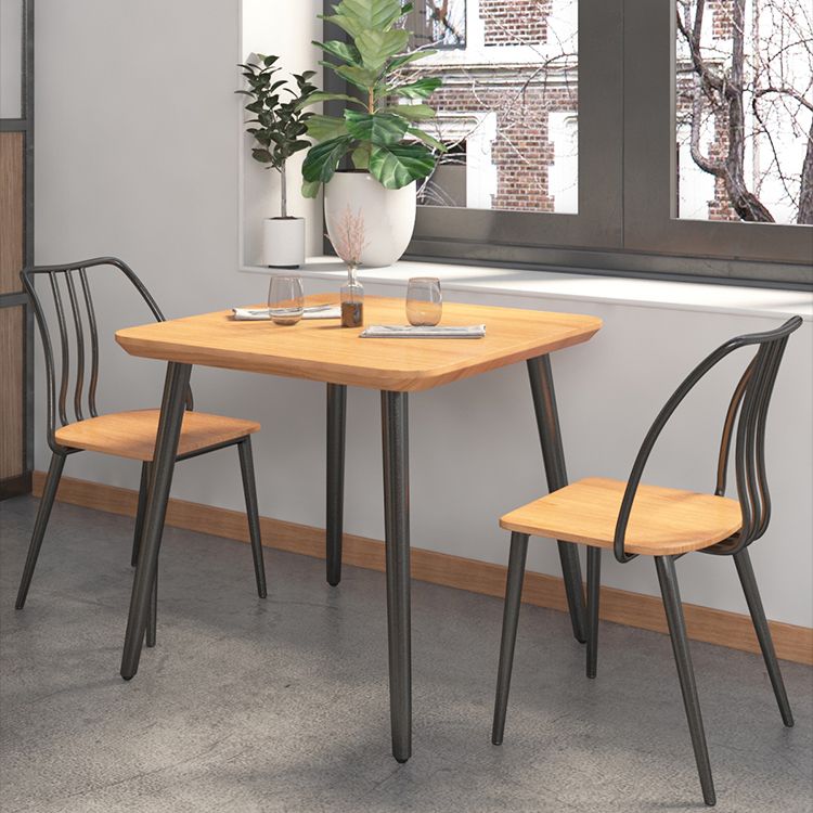 Industrial Style Dining Table Solid Wood 4 Legs Table for Dining Room