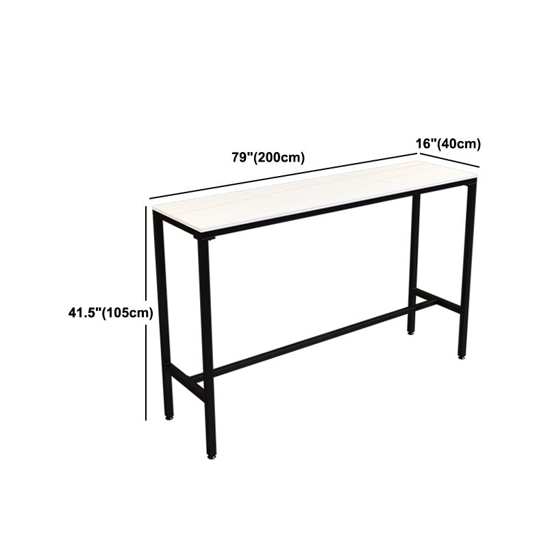 Indoor White and Black Counter Wine Table Rectangle Stone Bar Height Pub Table