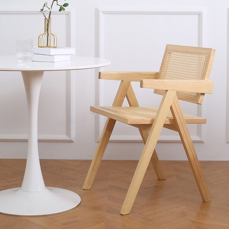 Nordic Style Arm Chair Wood Open Back Dining Side Chair for Dining Room