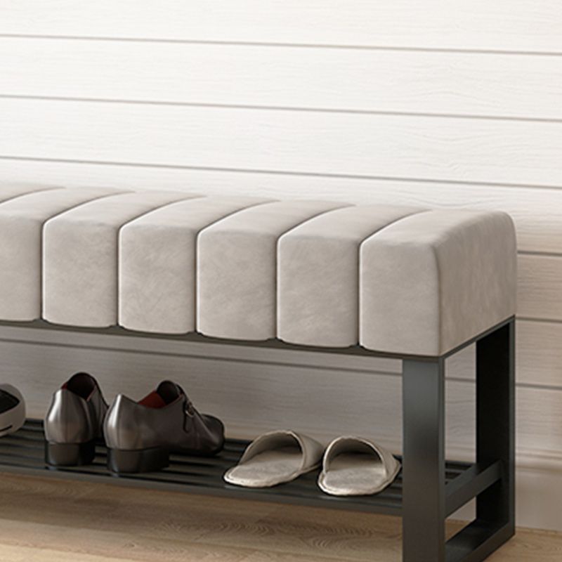 17.7" H Modern Metal Seating Bench Tufted Entryway Bench with Legs