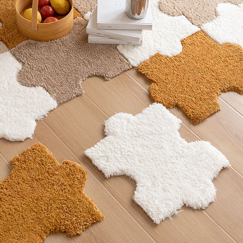 Modern Shag Carpet Tiles Puzzle Detail Color Block Indoor Carpet Tiles