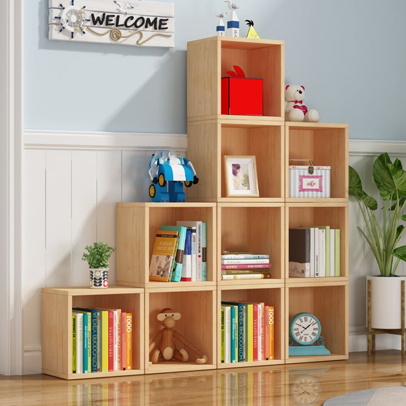 Scandinavian Storage Bookcase Wood Cubby Storage Bookcase in Pine