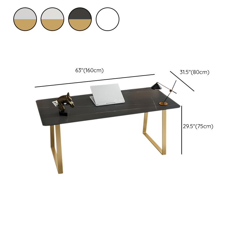 Curved Contemporary Office Desk Antique Finish Computer Desk with Metal Legs