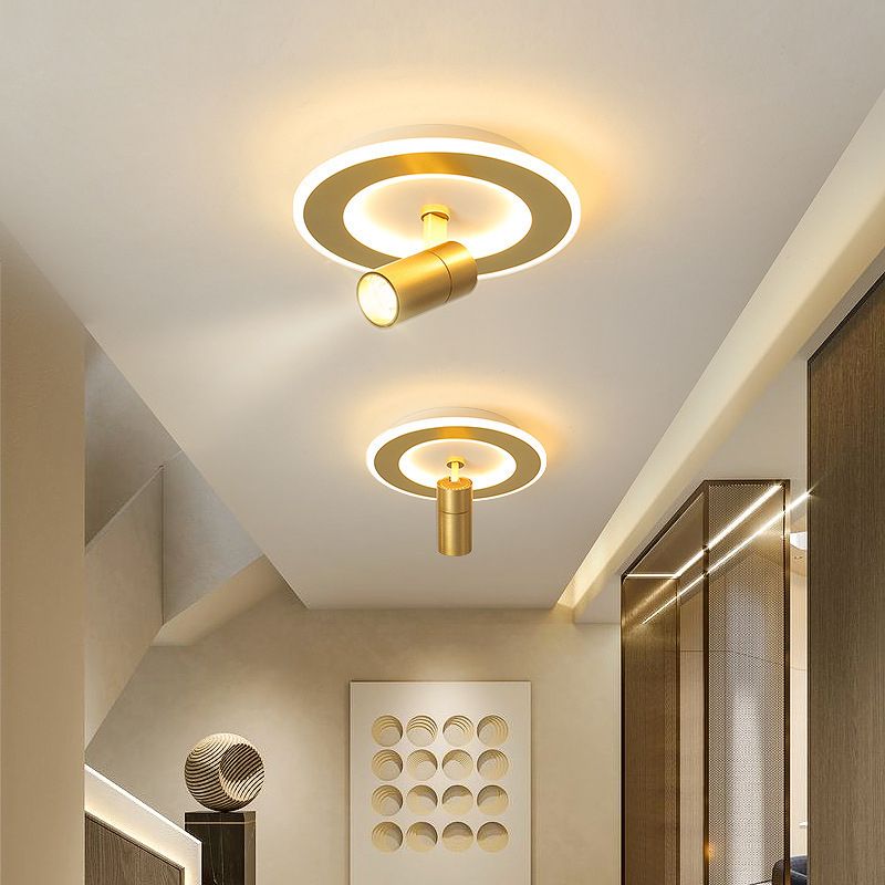 2 Light Metal Flush Mount Ceiling Light Fixture Modern Foyer and Hall Flush Mount Lighting Fixtures