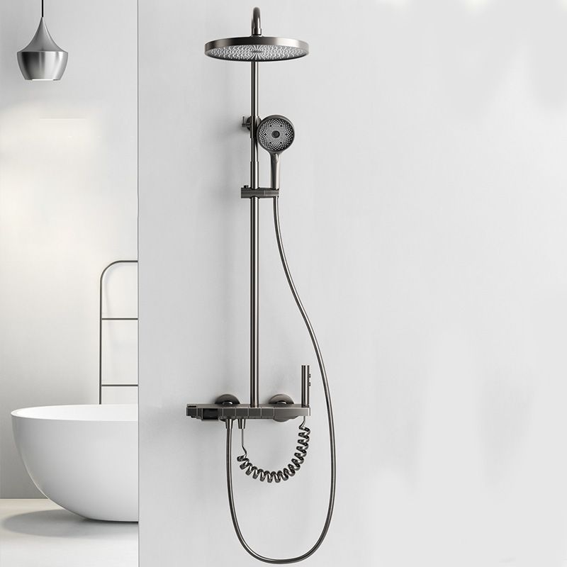 Modern Shower Head Combo Solid Color Slide Bar Included Tub and Shower Faucet