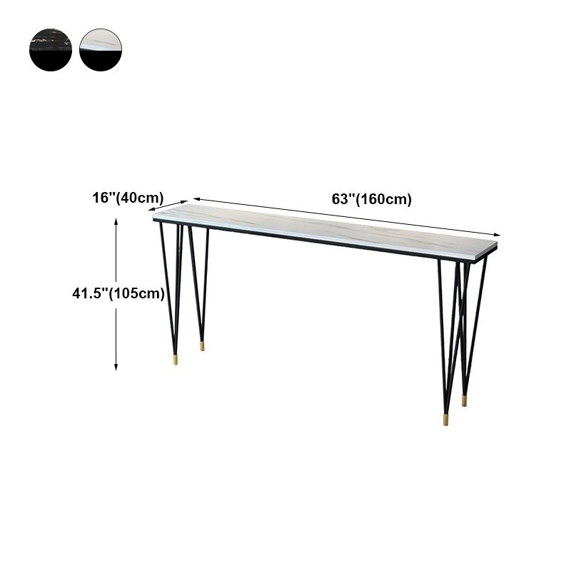 Modern Marble Bar Table with Rectangle Table Top Black Legs Table - 42" H