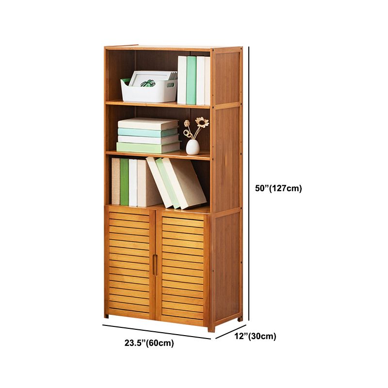 Contemporary Bamboo Book Shelf Closed Back Brown Shelf Bookcase for Home