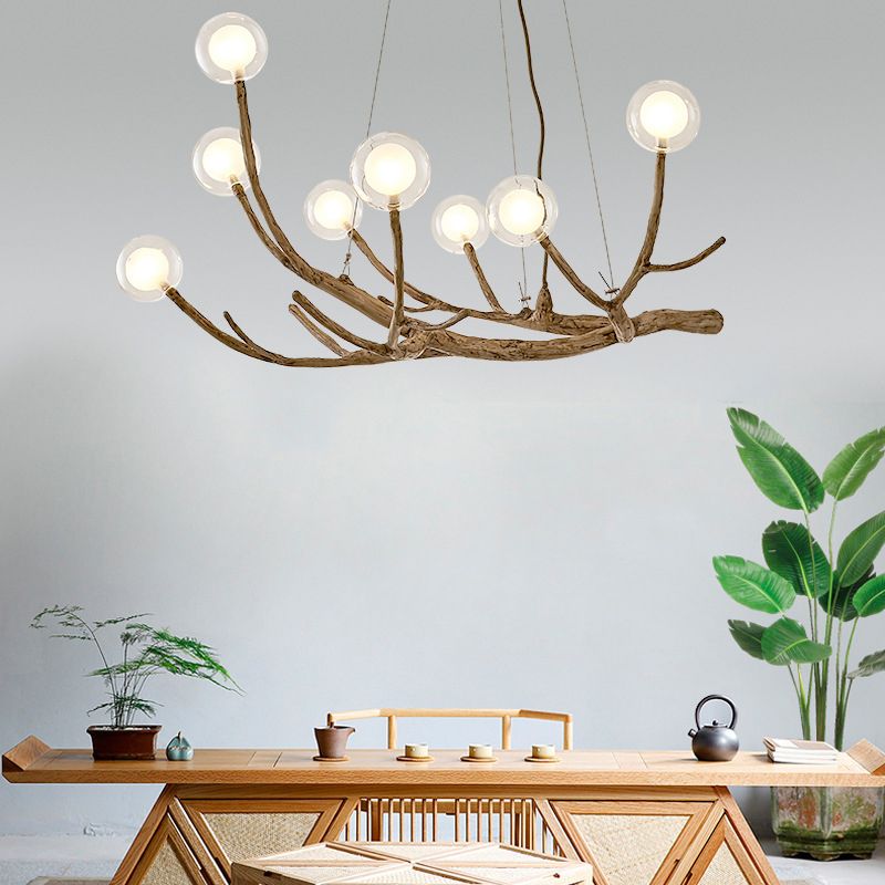 Contemporary Creative Branch Chandelier Pendant Light Clear Glass Ceiling Lights Fixture for Coffee Shop