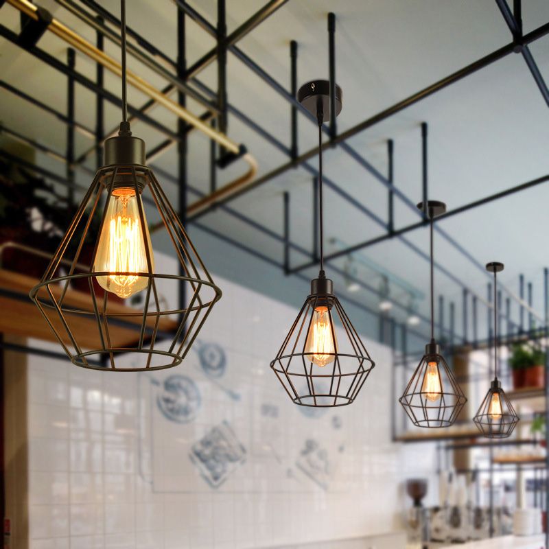 Schwarzer Käfighänge Deckenleuchte Industriestil Metal Restaurant Hanging Light