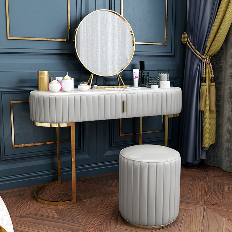 Glam Slate Top Vanity Dressing Table Set White Make-up Vanity