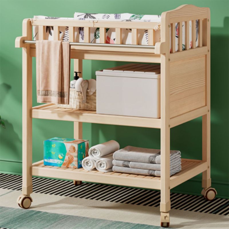 Modern Changing Table with Safety Rails, Wooden Baby Changing Table