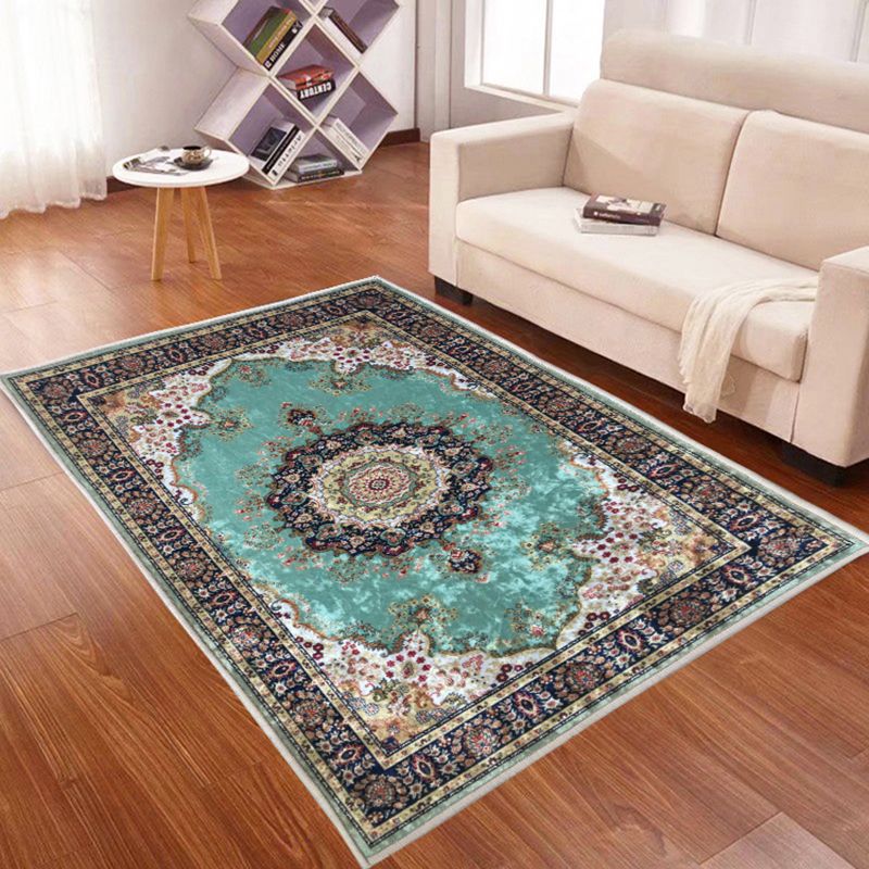 Médaillon de tapis rouge fantaisie Médaillon traditionnel Rapier polyester Polyester sans glissement de support pour chambre à coucher