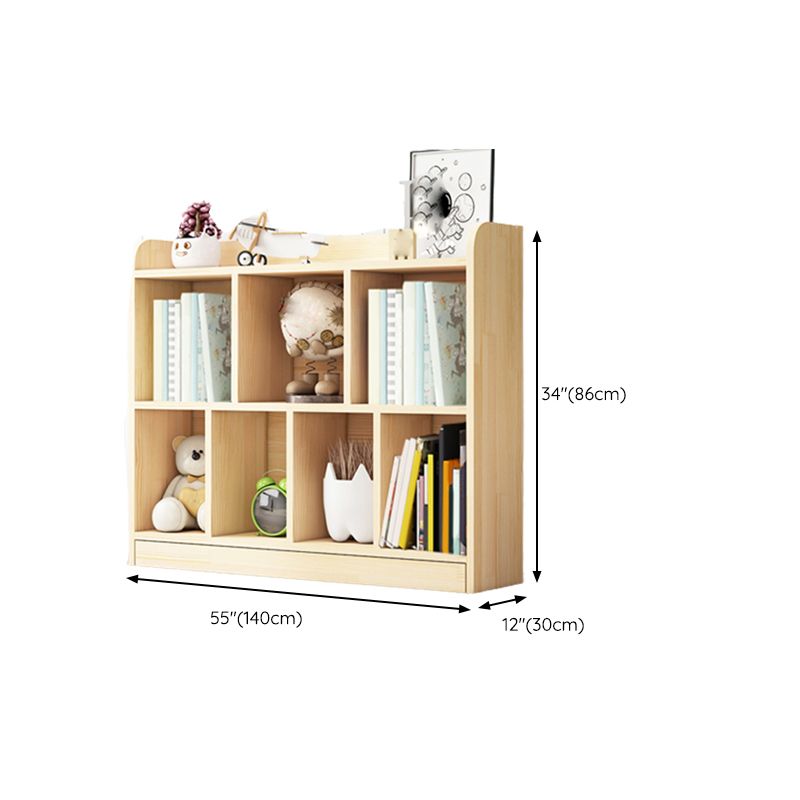 Contemporary Closed Back Cubby Storage Bookcase Solid Wood Bookcase