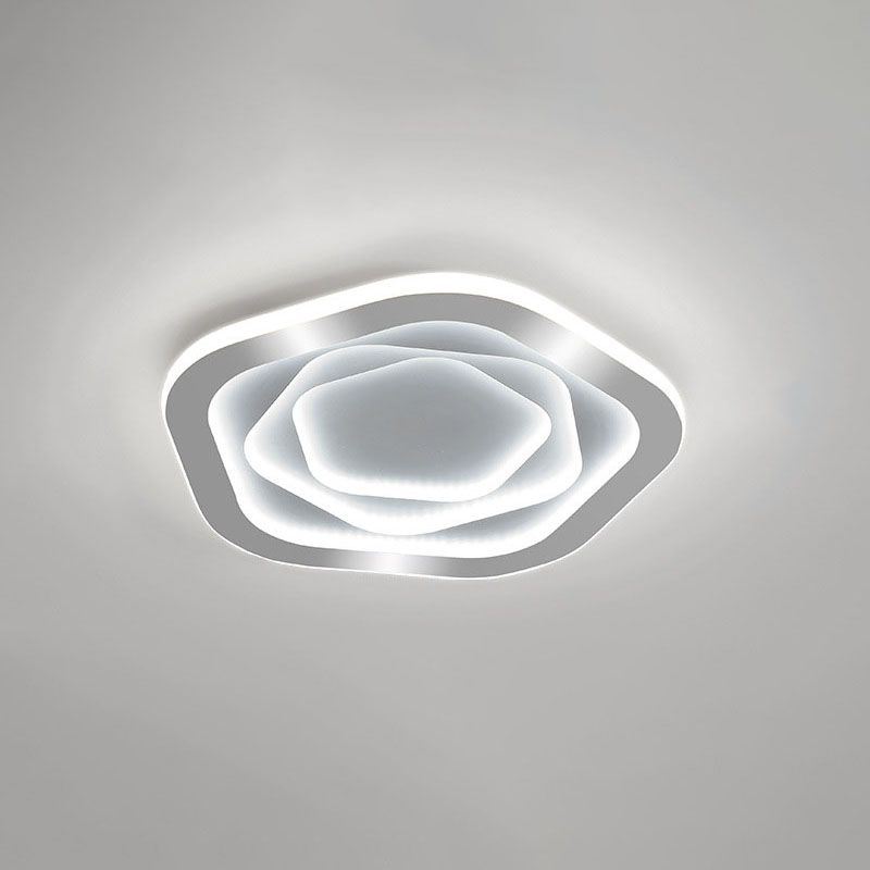 White Acrylic Ceiling Light in Modern Minimalist Geometric LED Flush Mount for Bedroom