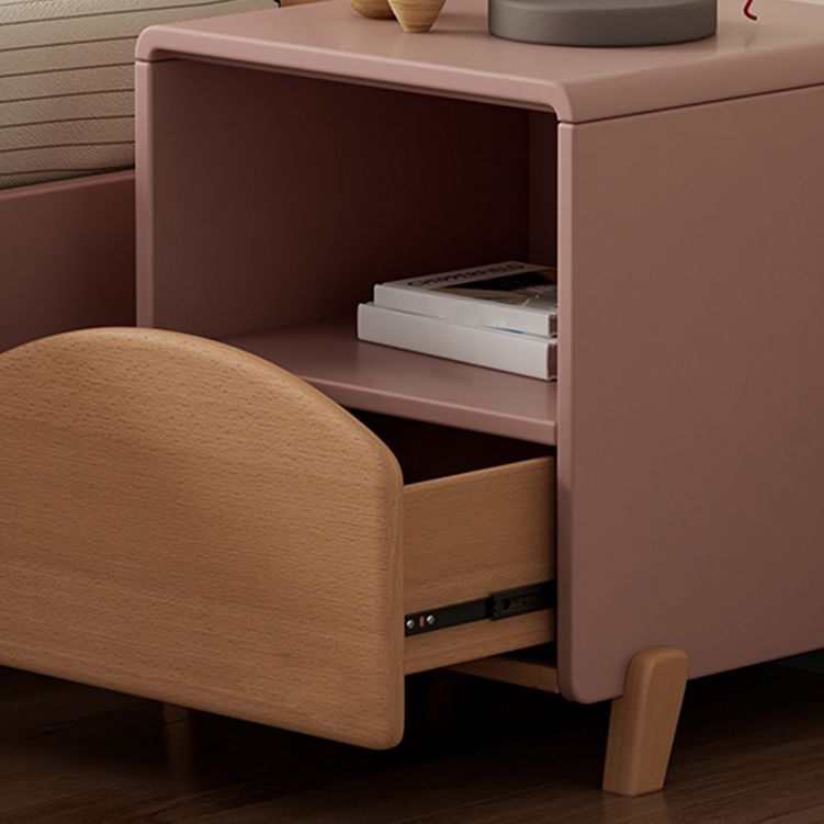 Solid Wood Bedside Table for Nursery with 1 Drawer Contemporary Nightstands