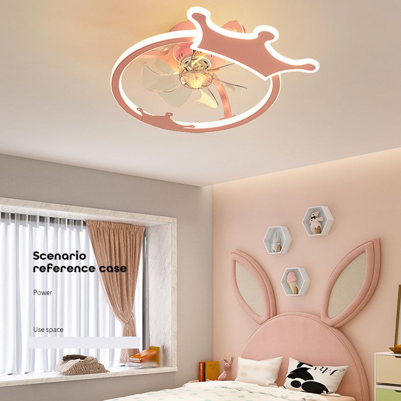 Éclairage de ventilateur de plafond LED de bande dessinée semi-fluste en forme de bague acrylique pour pépinière