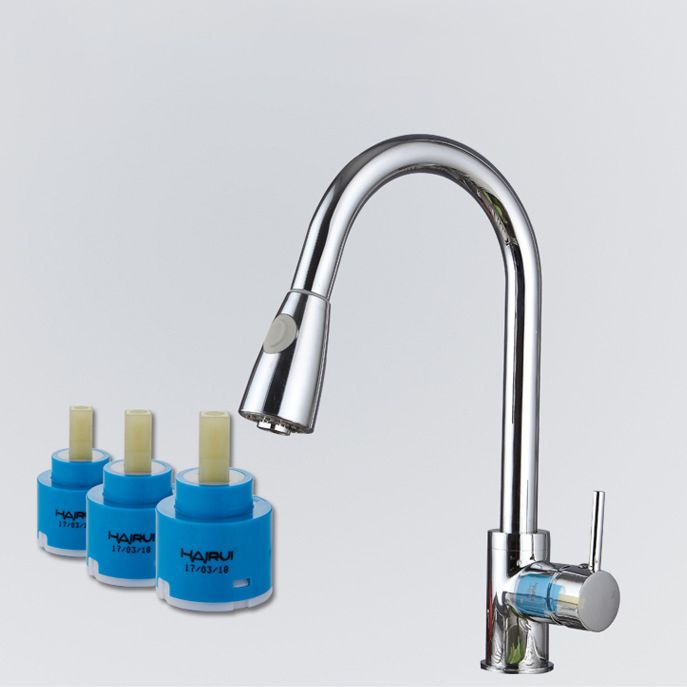 Modern Spray Kitchen Faucet Brass Pulldown Sprayer Swivel Spout Bridge Faucet