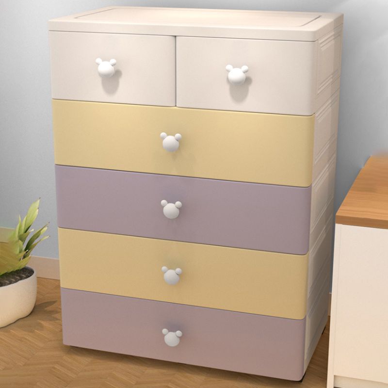 Plastic Kids Nightstand Scandinavian Nursery Dresser with 6 Drawers , 14.82-inch W