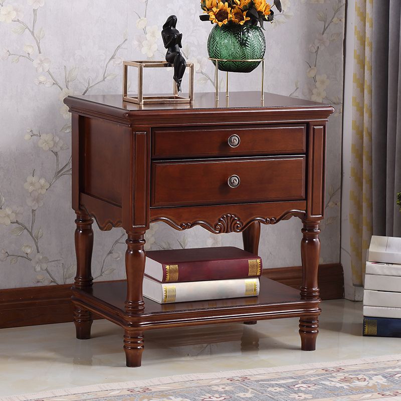 Rubber Wood Bedside Cabinet Traditional Nightstand for Living Room , 23"W X 25" H