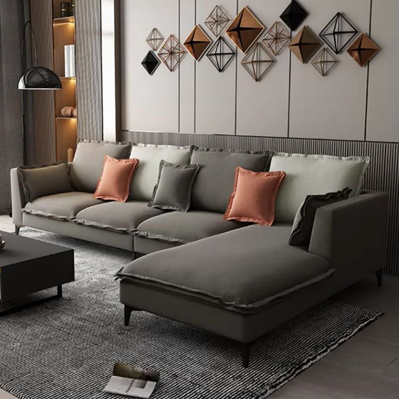 129.92"L X 70.87"W X 34.65"H Modern Sofa Cushions Square Arm Sectional with Chaise