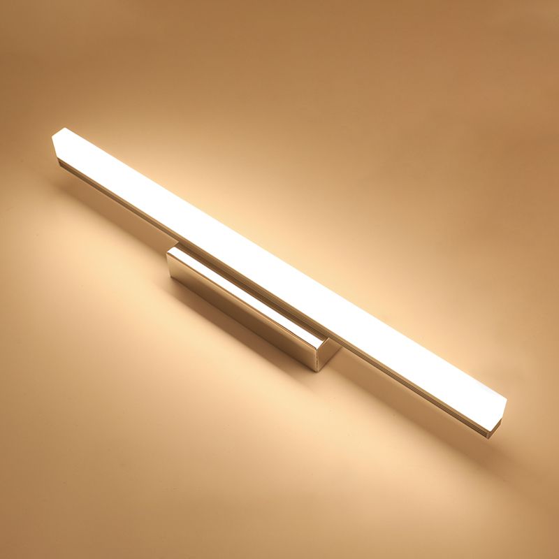 Luz de tocador de forma lineal Luz de metal moderno 1 luz de espejo LED de luz para baño en plata