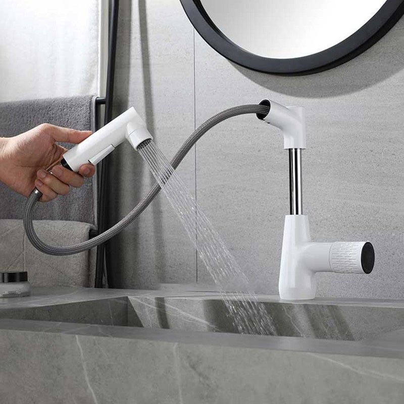 Knob Handle Vessel Faucet Modern White Vessel Sink Bathroom Faucet