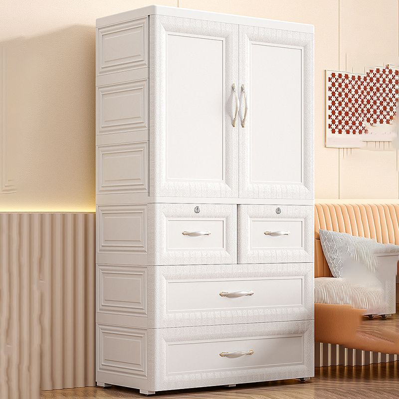 Plastic Kid's Wardrobe Modern Style Armoire Cabinet with Wheels