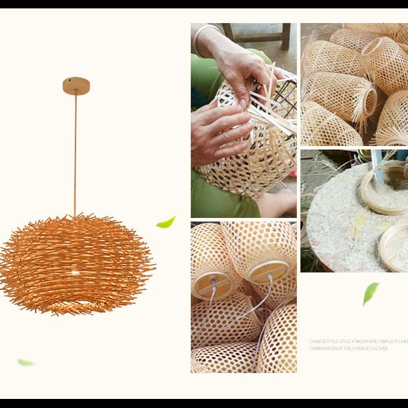 Bird's Nest Creative Creative Hanging Light Style Asian Stile Simplicità Bamboo Se in terapia con un filo sospeso da 39,3 "