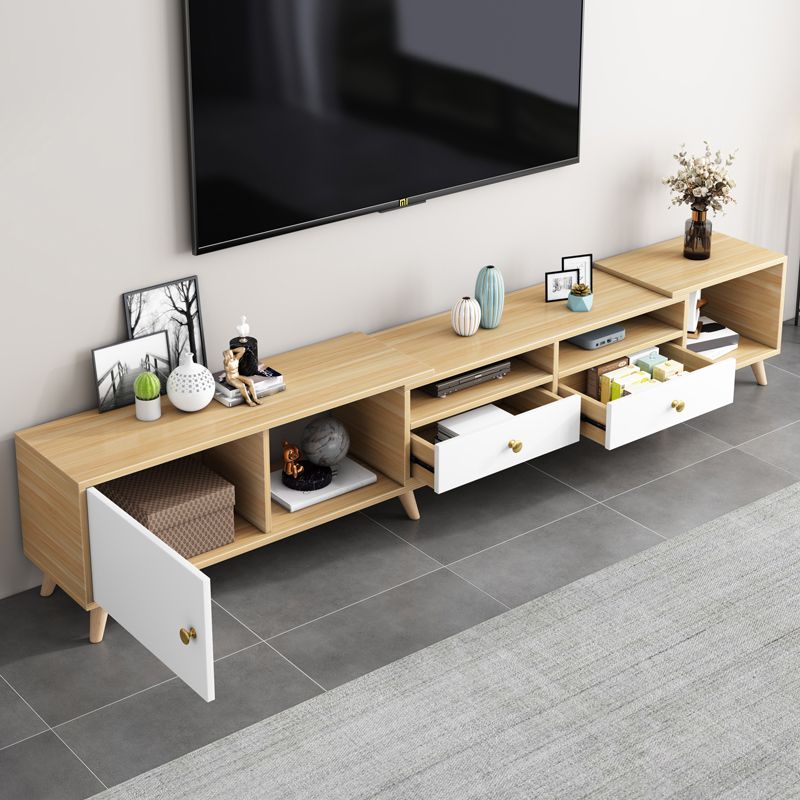 Scandinavian TV Console with Drawers Engineered Wood TV Stand