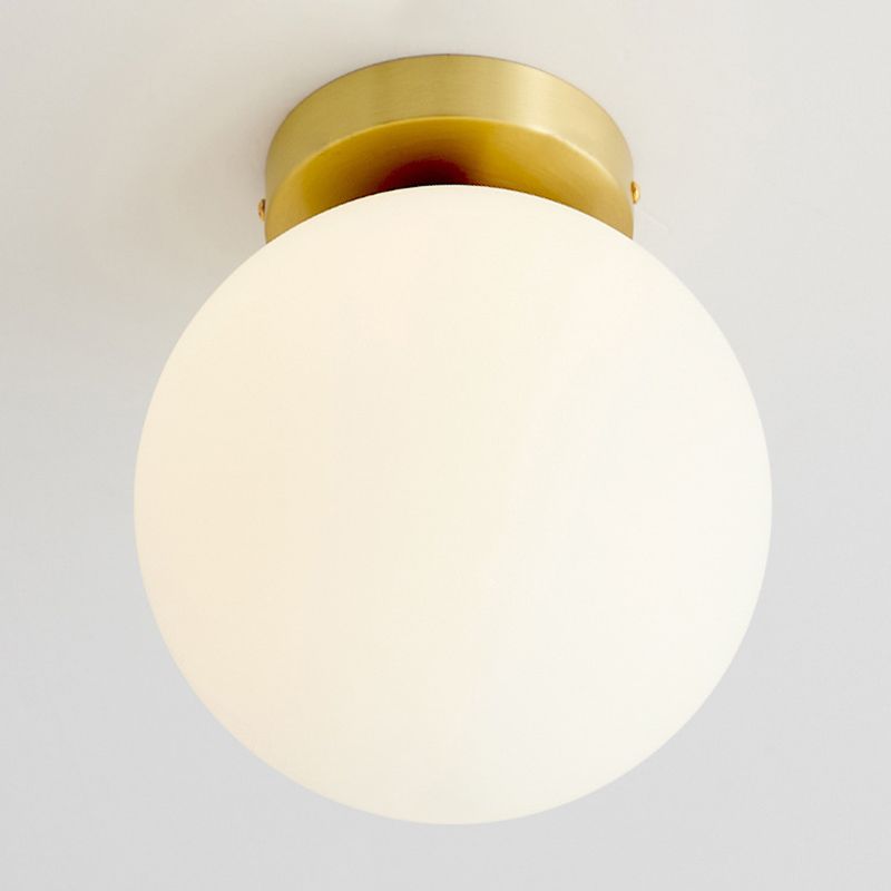 Aisle Flush Mount Lighting Simplistic White Flush Ceiling Light Fixture with Globe Glass Shade