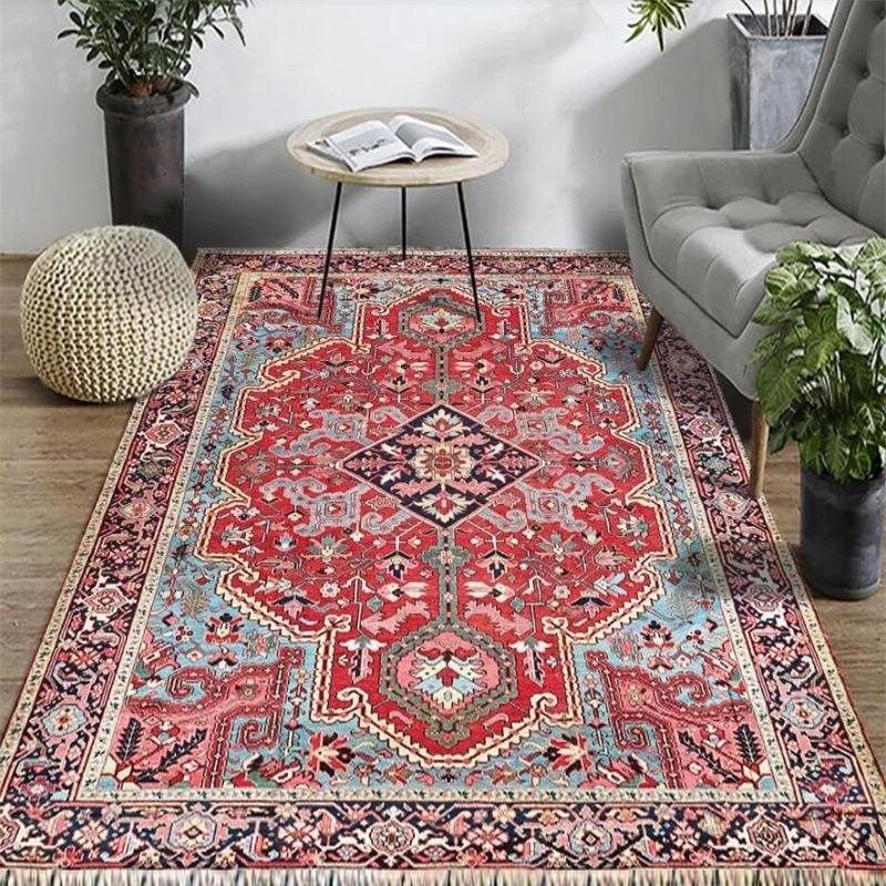 Moroccan Symmetrical Pattern Area Carpet Color Polyester Rug Stain Resistant Carpet for Living Room