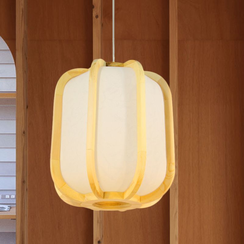 Sospensione in legno Lantern Light giapponese a 1 luci a 1 lifting lampada a soffitto a sospensione per ristorante