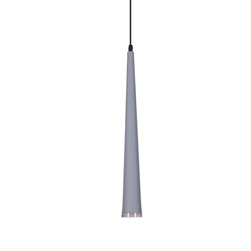 Tapering Mini Hanging Pendant Macaron Metal 1 Bulb Grey/White/Red Suspended Lighting Fixture over Table