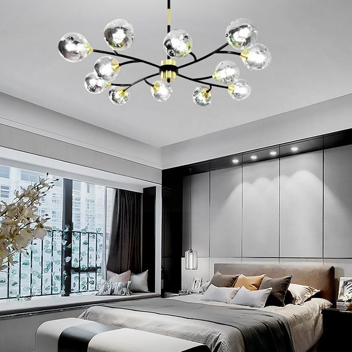 Industrial Multi Lights Chandeliers Pendant Lights with Glass Shade for Sitting Room