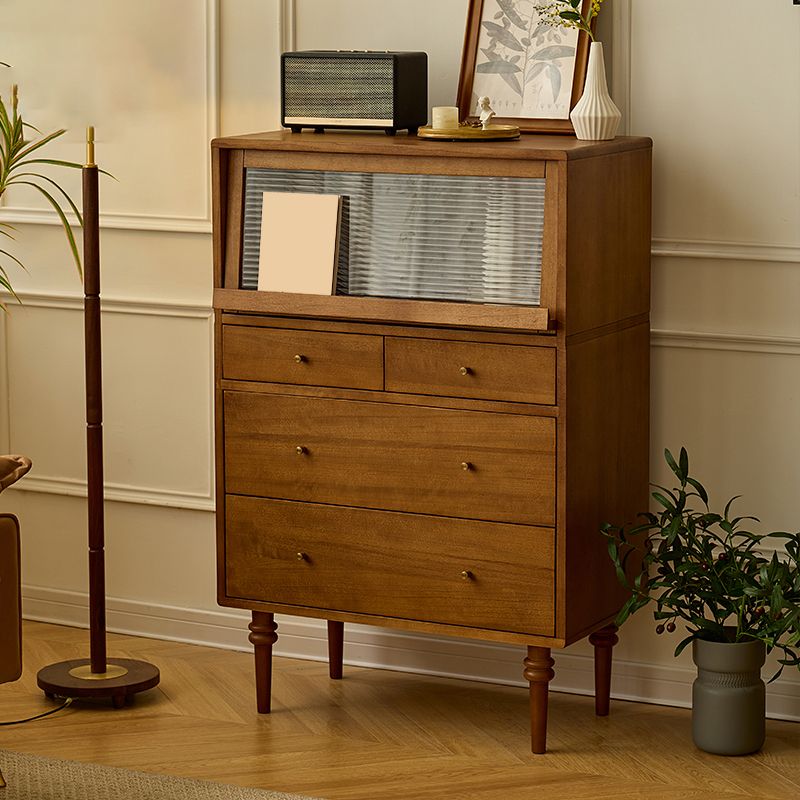 45.3" Tall Wood 1 - Door Accent Cabinet, 4 - Drawer Storage Cabinet Brown