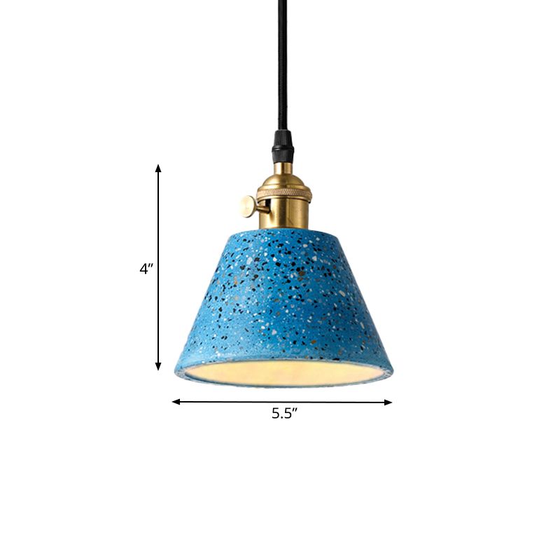 1 lichte hanglampverlichting met kegel betonschaduw in Noordse stijl zwart/blauw/groen hangend licht